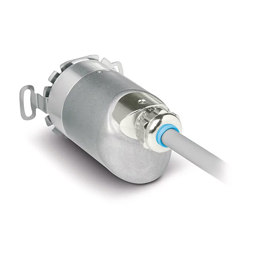 Bagsiden af absolut roterende encoder WH3600MR magnetisk sikkerhedsencoder med hulaksel